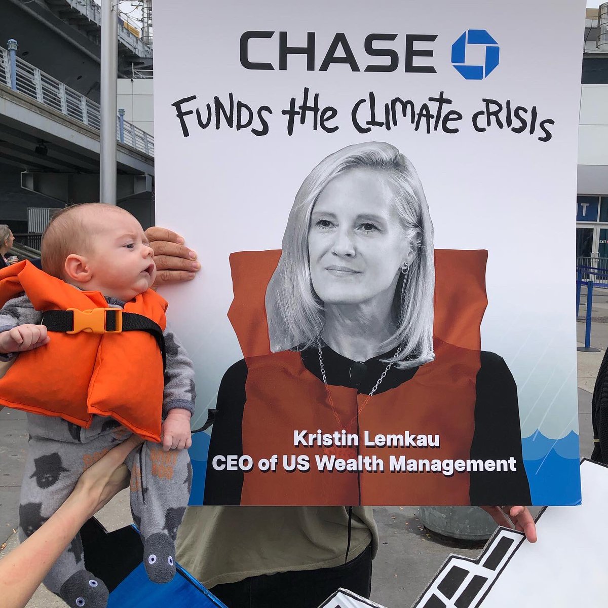 3. We’re still waiting on a response from @KLemkau of @chase but this little baby had a message for her: Kristin: funding fossil fuels that hurt women and families is anything but feminist. Time to change course! #MPWIB #WIB20thAnniversary