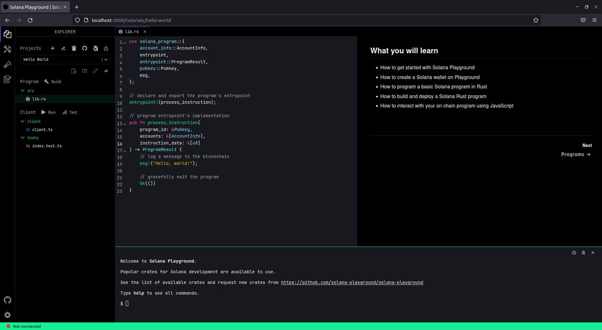 Solana Playground now supports tutorials! Let's dive in👇