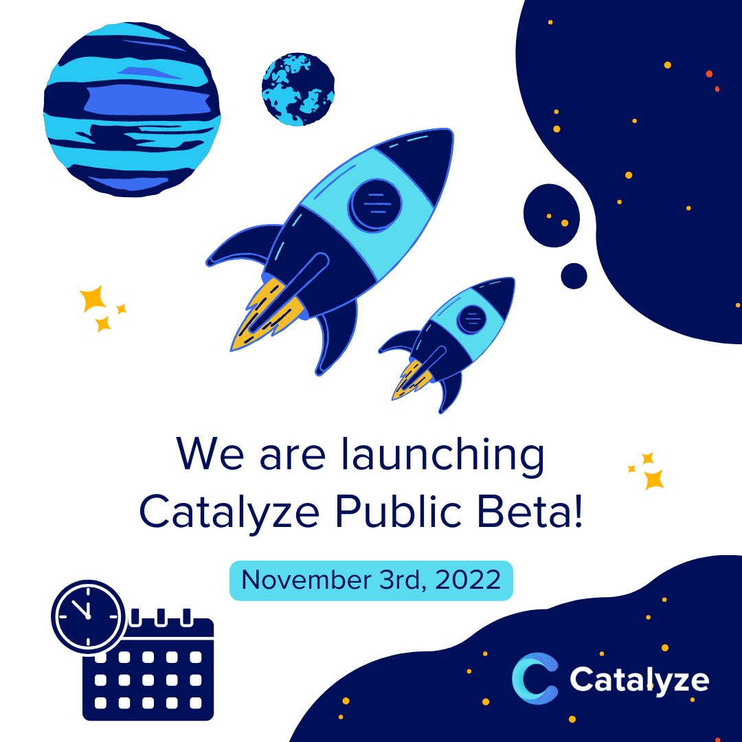 It's been a long road, but the time has arrived! Catalyze is launching on the 3rd of November 🚀 Stay tuned for more information about new features, partner announcements, AMAs &amp; more!  <a href="/dfinity/">DFINITY Foundation</a> <a href="/SuiNetwork/">Sui</a> <a href="/Aleph__Zero/">Aleph Zero</a> <a href="/ICPSquad/">ICPSquad</a> <a href="/DKLORD89/">DKLORD89</a> <a href="/CryptoDiffer/">🇺🇦 CryptoDiffer - StandWithUkraine 🇺🇦</a> <a href="/BobBodily/">Bob Bodily, PhD</a> <a href="/ICPSwap/">ICPSwap #DFINITY</a>