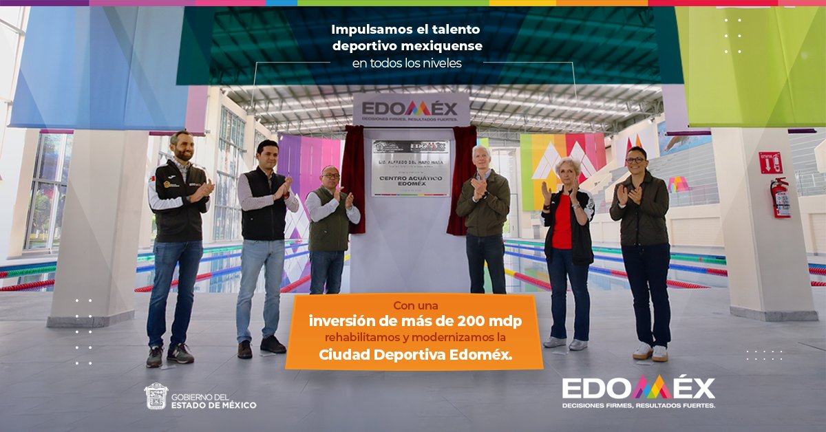 Impulsar el deporte es uno de nuestros compromisos. 
Incentivamos la práctica deportiva en natación y clavados con la entrega del Centro Acuático de la Ciudad Deportiva Edoméx, en #Zinacantepec.