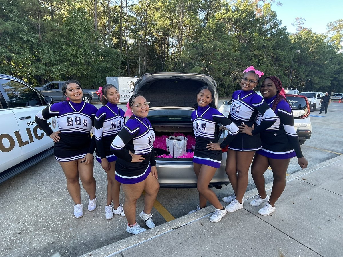 Coach_Bridges_'s tweet photo. Come get some Humble High School swag and candy! #SpookySeason #WildcatCheer 💜🤍📣 https://t.co/K6E023wLfU