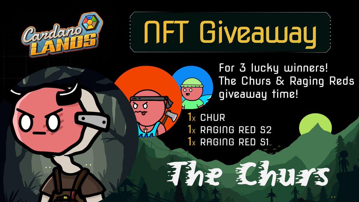 onchainkingdoms's tweet image. Celebrating the upcoming 3D masks airdrops for holders and showing some love, The Churs &amp;amp; Raging Reds want to #Giveaway some of their NFTs!

🏆3x NFT / 3 winners

Rules
🔴Follow @cardanolands &amp;amp; @TheChursCNFT
🔴RT &amp;amp;❤️
🔴Tag 3 Friends

⏰48h
#NFTGiveaway #CNFT #StakingRewards #NFT