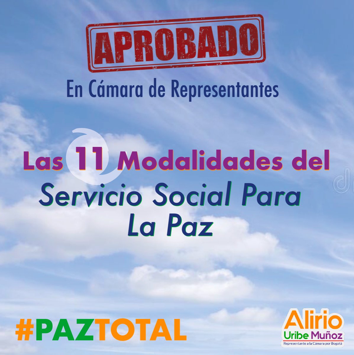 AlirioUribeMuoz's tweet photo. 🕊 #BuenasNoticias Aprobado el Servicio Social para la Paz en Colombia.

¿Sabes cuáles son las 11 modalidades del servicio?

Ver 🧵

@IvanCepedaCast https://t.co/bMOmiHlJtM