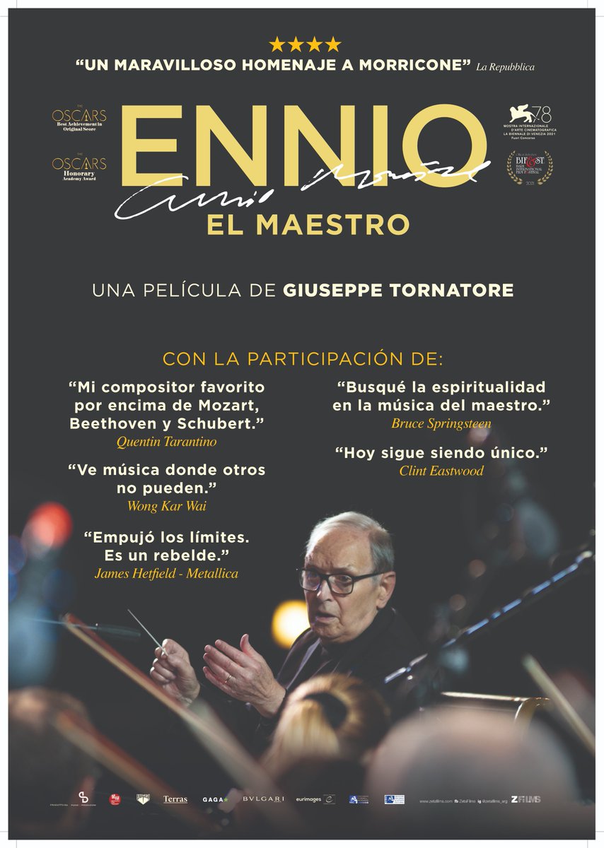 El jueves 3 de noviembre en CINEMATECA y CULTURAL ALFABETA se estrena "ENNIO, EL MAESTRO" un maravilloso homenaje a Morricone realizado por Giuseppe Tornatore (Cinema Paradiso).

Imperdible!!!

Trailer: youtube.com/watch?v=lHePS-…