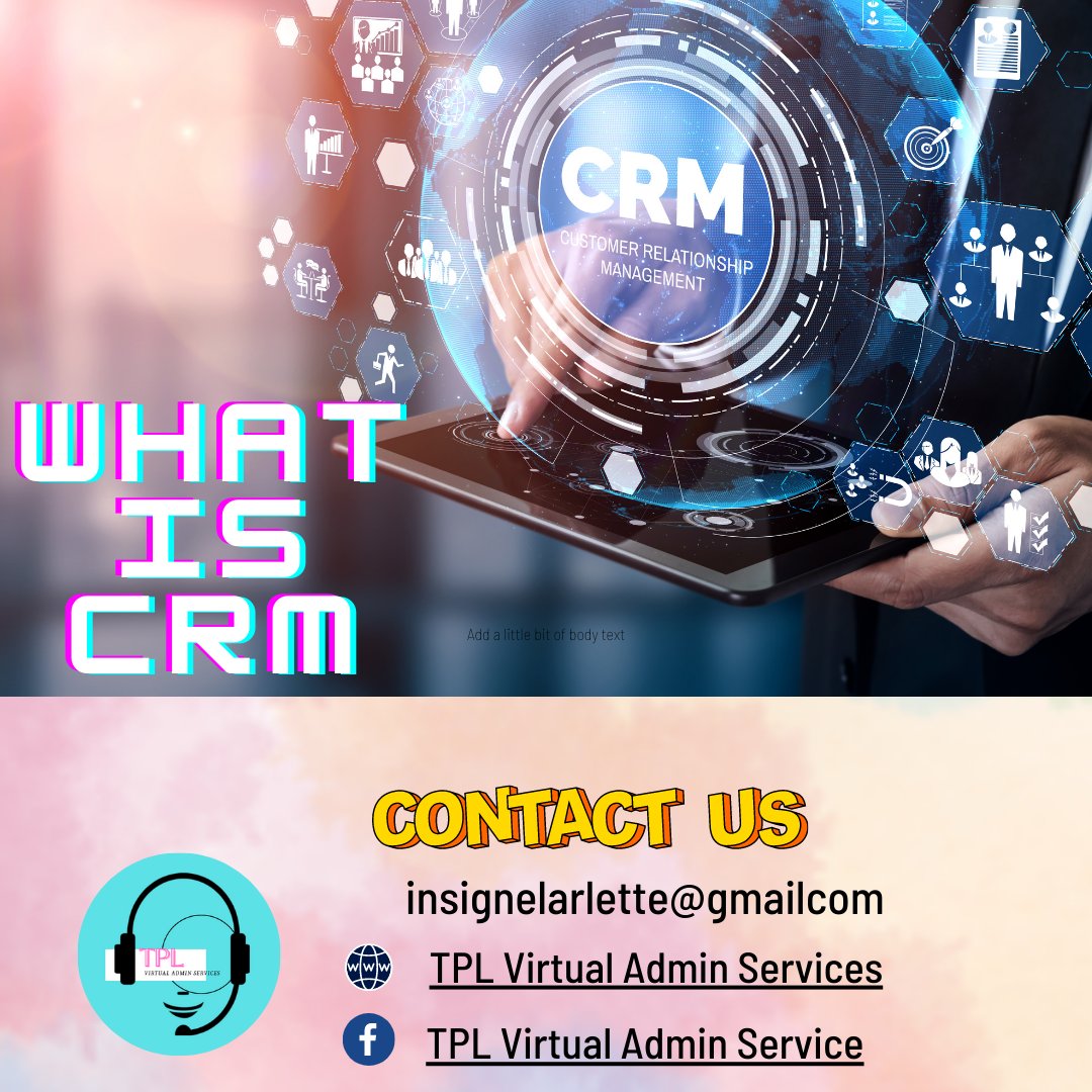 TPL_VAServices's tweet image. CRM is a method of managing all of your communication&amp;amp; relationships that you have with your customers. Goal is to improve relationships. 📉

Visit our Website: tplvadminservices.mystrikingly.com

#TPLVirtualAdminServices #TPLVASph #TPLVirtualAssistant #CRM #CRMsolution  #VA