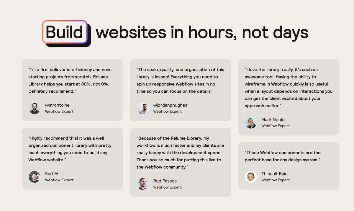 ProductHunt's tweet image. This library has over 650 Webflow components to help you build a site in a more time-efficient manner.