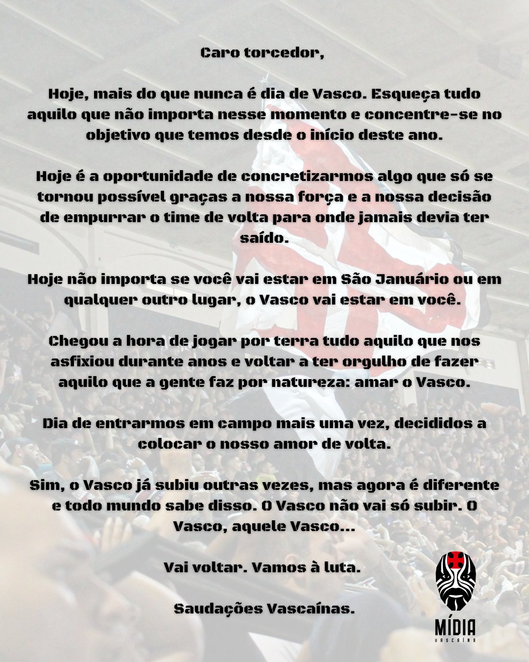 Mídia Vascaína on X: #DiadeVasco com carta especial para você! 💢❤   / X