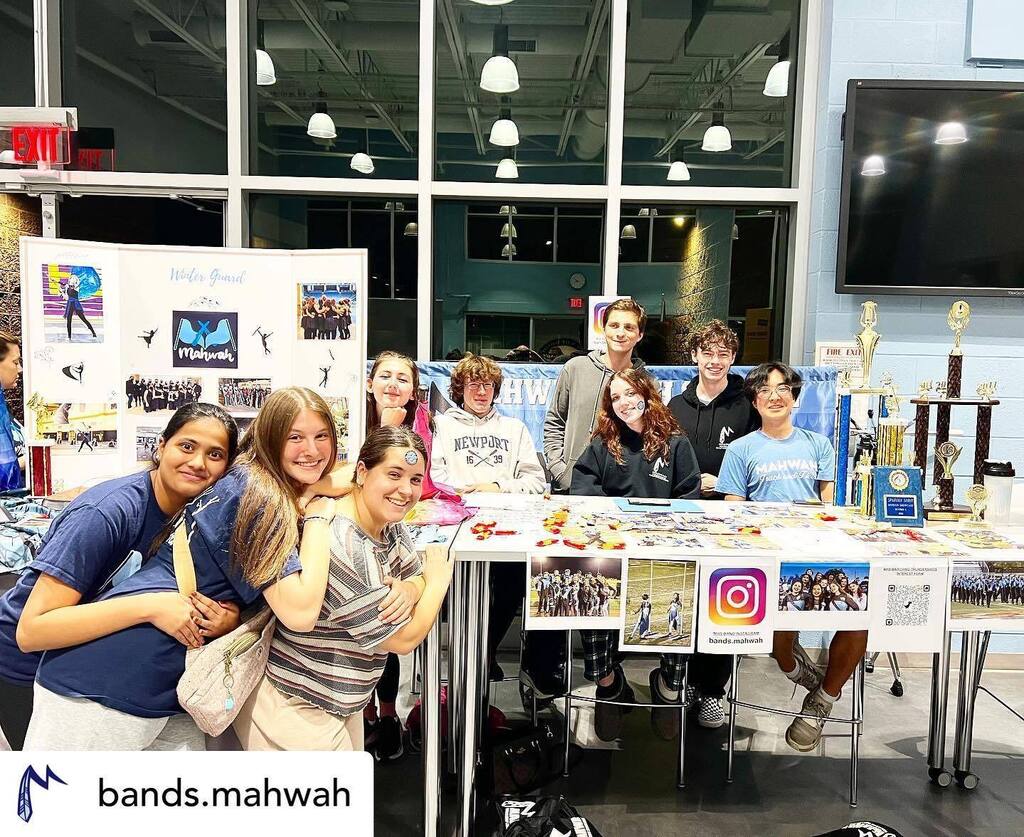 Posted @withrepost • @bands.mahwah Marching Band and Winter Guard booths at 8th grade open house. #mahwahconnects instagr.am/p/CkM0KeMDyr-/