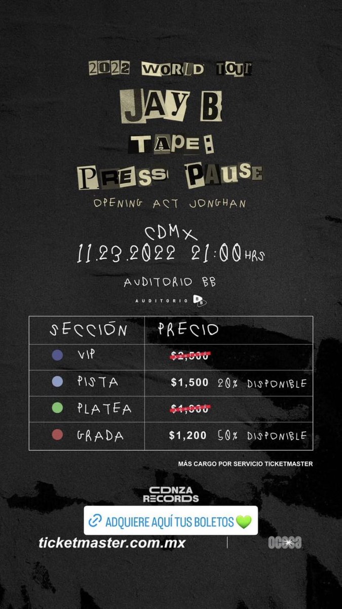 Perrito_Wang's tweet photo. 4 days since the ticket sale started and it’s almost sold out 🥺🥺🥺  Mexico City loves you @jaybnow_hr https://t.co/rrVlKOzGoB