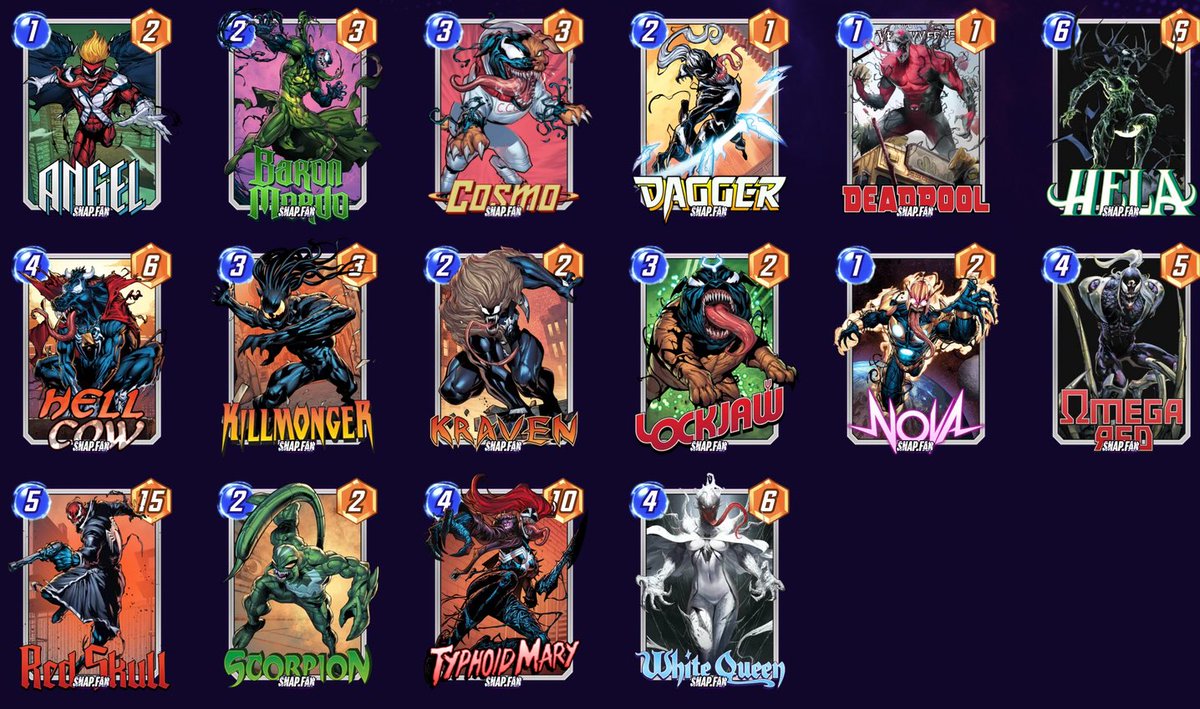 thevenomsite's tweet photo. Marvel Snap has a lot of new Venomized artwork of characters we haven’t seen before! https://t.co/GRZqH15hFG