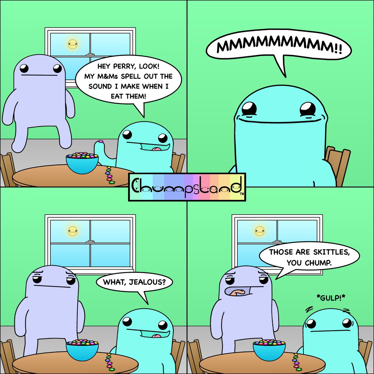 chumpsland's tweet photo. A sweet comic 🍬  #comic #comicstrip #webcomic #webcomics #skittles #candy https://t.co/8d3I47wx57