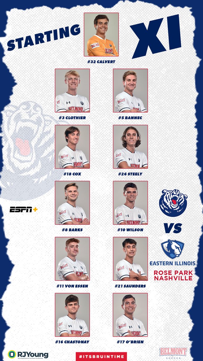 BelmontMSoccer's tweet photo. 𝙊𝙪𝙧 𝐒𝐓𝐀𝐑𝐓𝐈𝐍𝐆 𝐗𝐈 at 🏠

🐻 non-conference action 🆚 Eastern Illinois 

🖥💻📱 | https://t.co/v70Vg4EJCK
📊 | https://t.co/wxWouQ7evk

#ItsBruinTime https://t.co/P7z1uNSLaI