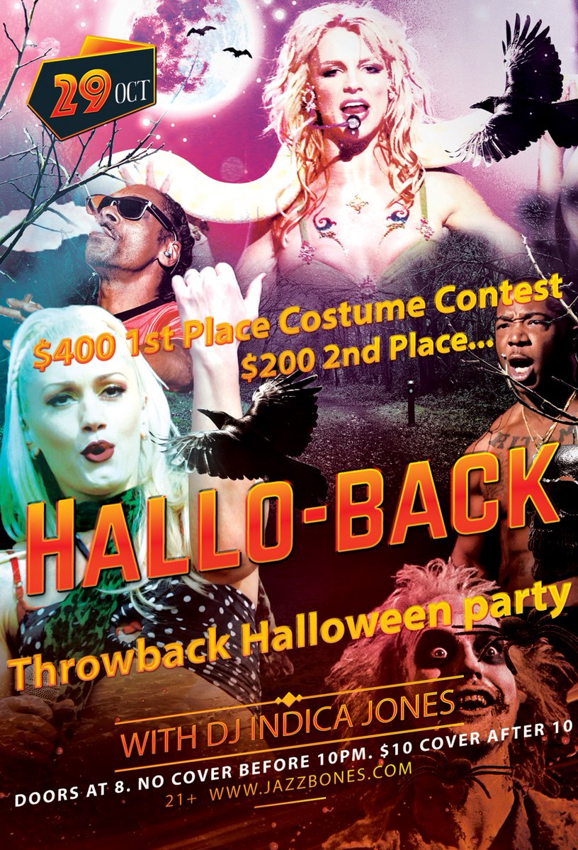 Tacoma! Join us on 10/29 for this epic Hallo-Back Halloween party! We are giving away $400 for the best costume and $200 for 2nd place! #jazzbones