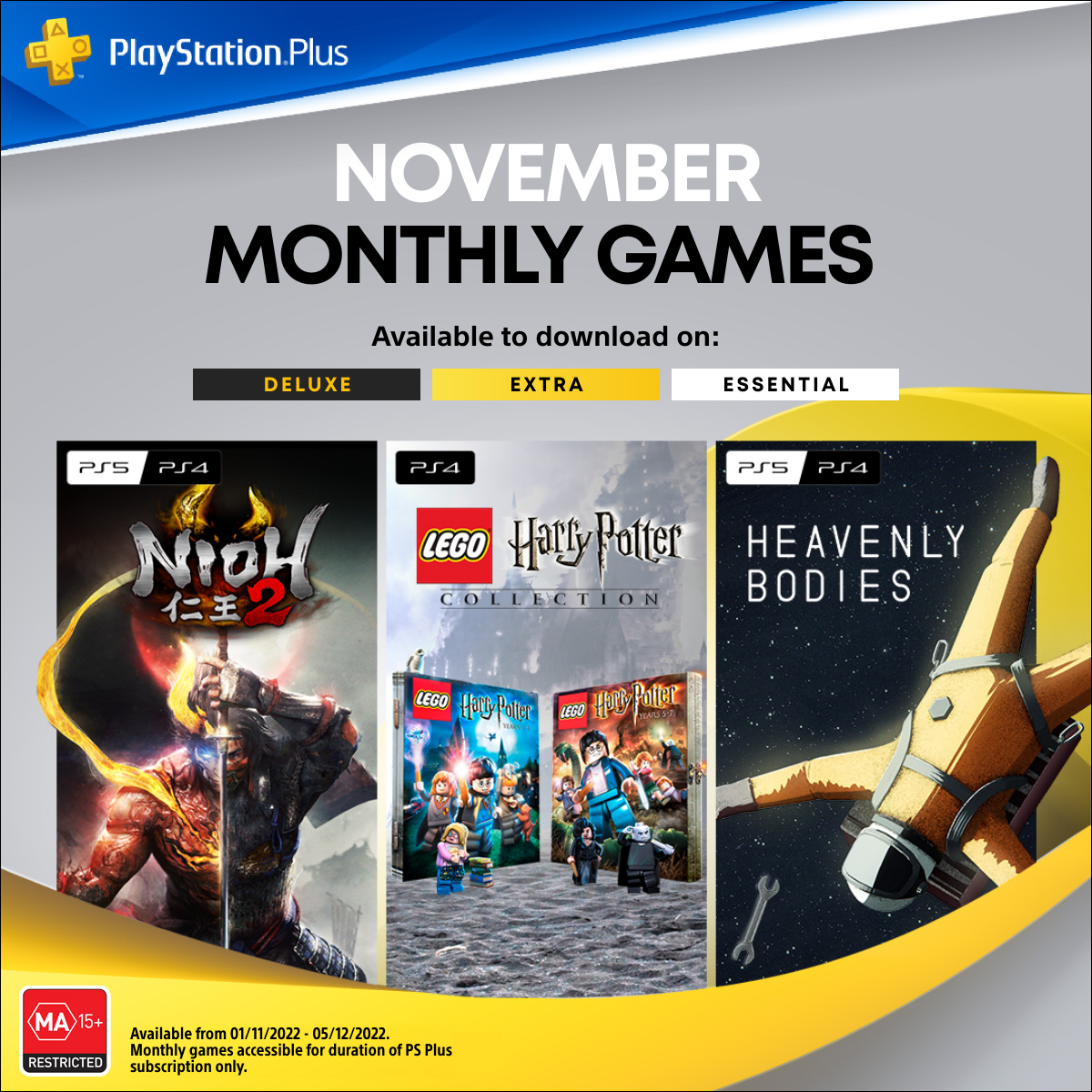 PlayStation Plus Essential de novembro tem Nioh 2, Lego Harry Potter e mais  