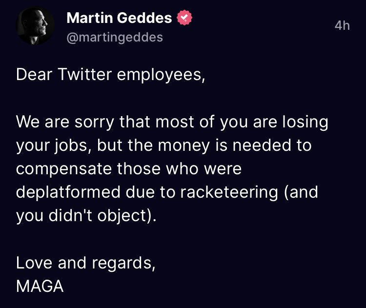 Martin thinks Elon is going to cut him a check for his Twitter ban. The fantasies these people have over Musk buying Twitter are incredible.