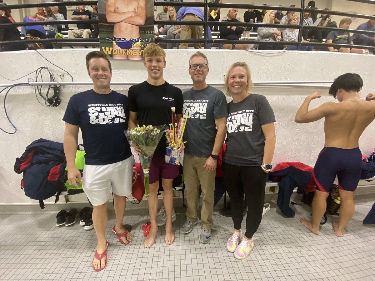 Coach_Boling's tweet photo. Congratulations to our Senior Colin Wolfmeyer on a great swim career at Holt! Can’t wait to see you rock it at state!!! https://t.co/Uwo6UzzMs3