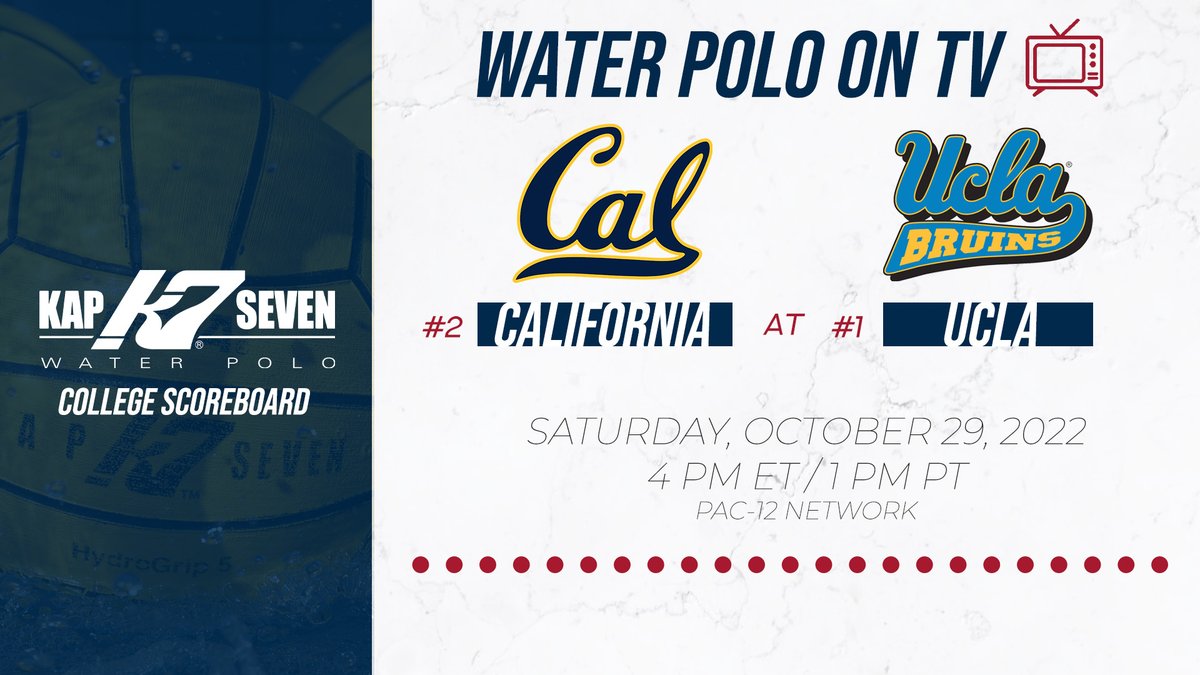 USA Water Polo (@usawp) on Twitter photo đ˘HUGE matchup this Saturday in LA!
2⣠<a href="/CalWaterPolo/">Cal Water Polo</a> visits 1⣠<a href="/UCLAWaterPolo/">UCLA Water Polo</a>
Watch LIVE on the <a href="/Pac12Network/">Pac-12 Network</a> at 4pm et/1pm pt
Find the broadcast on your cable system or watch with trial offers on <a href="/fuboTV/">Fubo</a> or <a href="/Sling/">sling</a> - pac-12.com/getpac-12netwo⌠#waterpolo đ˘HUGE matchup this Saturday in LA!
2⣠<a href="/CalWaterPolo/">Cal Water Polo</a> visits 1⣠<a href="/UCLAWaterPolo/">UCLA Water Polo</a>
Watch LIVE on the <a href="/Pac12Network/">Pac-12 Network</a> at 4pm et/1pm pt
Find the broadcast on your cable system or watch with trial offers on <a href="/fuboTV/">Fubo</a> or <a href="/Sling/">sling</a> - pac-12.com/getpac-12netwo⌠#waterpolo
