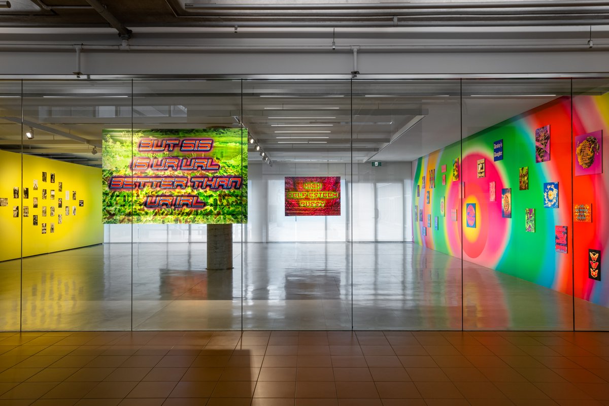 utsart's tweet photo. Two more weeks to soak up Hannah Brontë's 'Neon Oracle' and her film 'POWA WAVE' on the UTS Broadway Screen. UTS Gallery is open today, and every weekday from 11am to 4pm. #hannahbronte #neonoracle #powawave #nehakale #artguide #utsart #utsgallery https://t.co/zLYDqN1irA