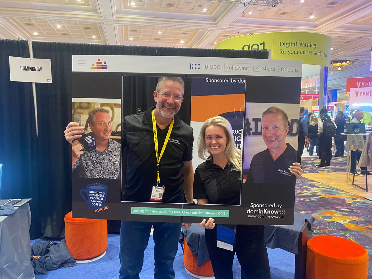 dominKnow's tweet photo. That's what we call picture-perfect. Drop by booth #227 to meet @bschlenker, and Crystal to take an #IDIODC selfie! Chat a bit about #xAPI, #microlearning, or #nudgelearning. Find out how you can do more with dominKnow | ONE.
Let's get started! https://t.co/q2MOH8tolt https://t.co/EMl4MxuMz7