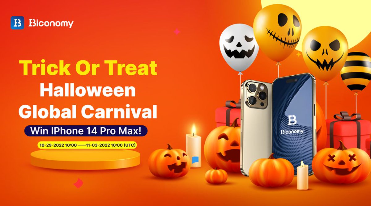 BiconomyCom's tweet image. 🎃TRICK OR TREAT: #HALLOWEEN GLOBAL CARNIVAL, WIN A #IPHONE 14 PRO MAX !🎃

✅Enable Spot Trading to Win a Share of a 7k #USDT #Airdrop!

🏆Spot #Trading Ranking Competition to Win a #iPhone14ProMax, a #AppleWatchSeries8 and more!🔥

#Biconomy #BIT #Crypto #Bitcoin #BTC #Giveaway