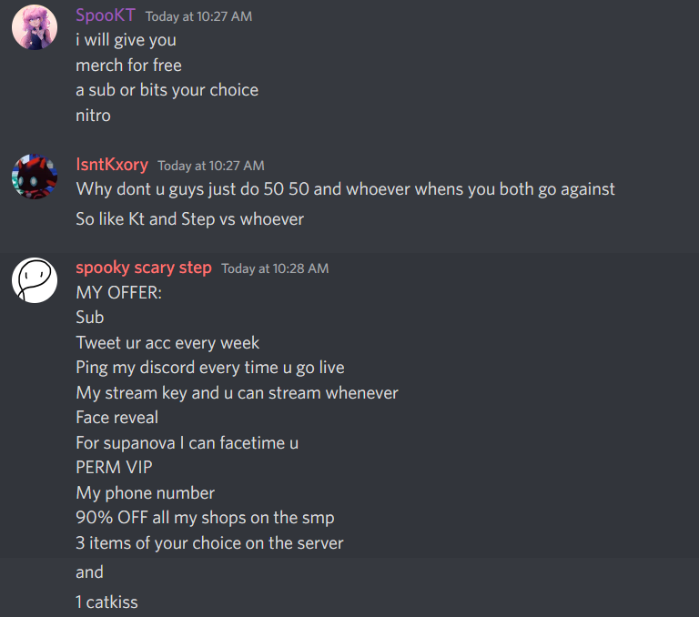 SpaceCraft_SMP's tweet photo. just some friendly bargaining on the #SpaceCraftSMP discord server to get people to vote for them https://t.co/tGt1Ug0BAU