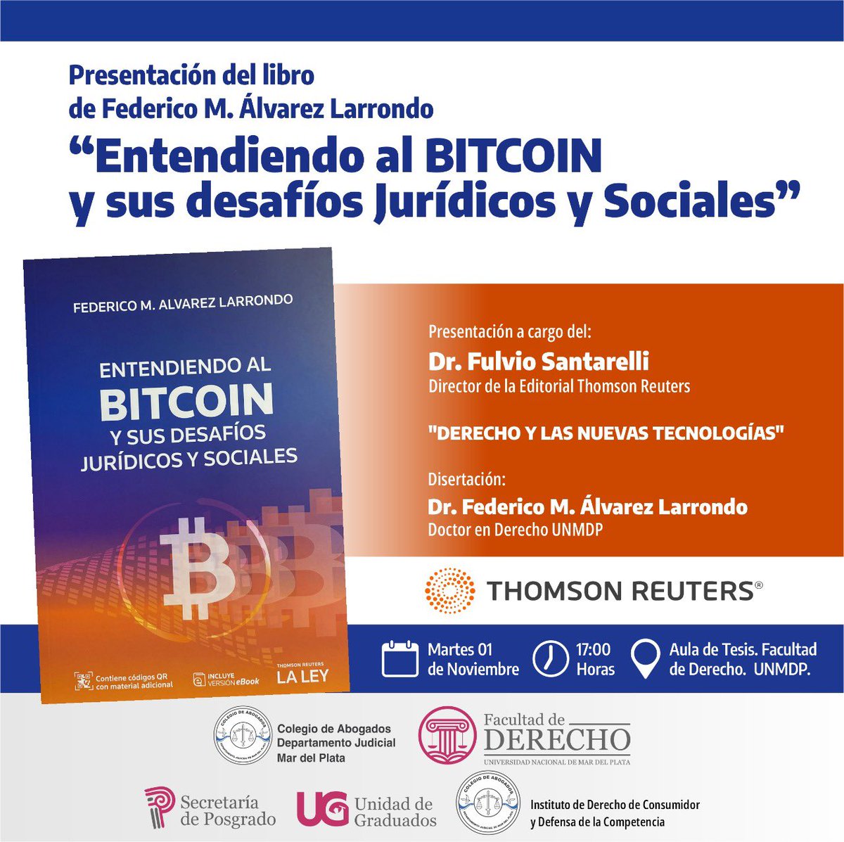 Con la <a href="/UGraduados/">Unidad de Graduados</a> organizamos la presentación de este libro que es esencial para el ejercicio profesional de los abogados de este tiempo! El 1/11/22 a las 17hs en el aula de tesis de la facultad de <a href="/derechounmdp/">derechounmdp</a> Los esperamos!!!