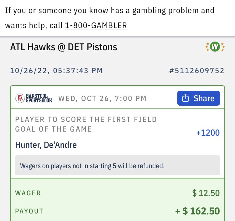 Called the number below and this is what they told me to bet to get back.