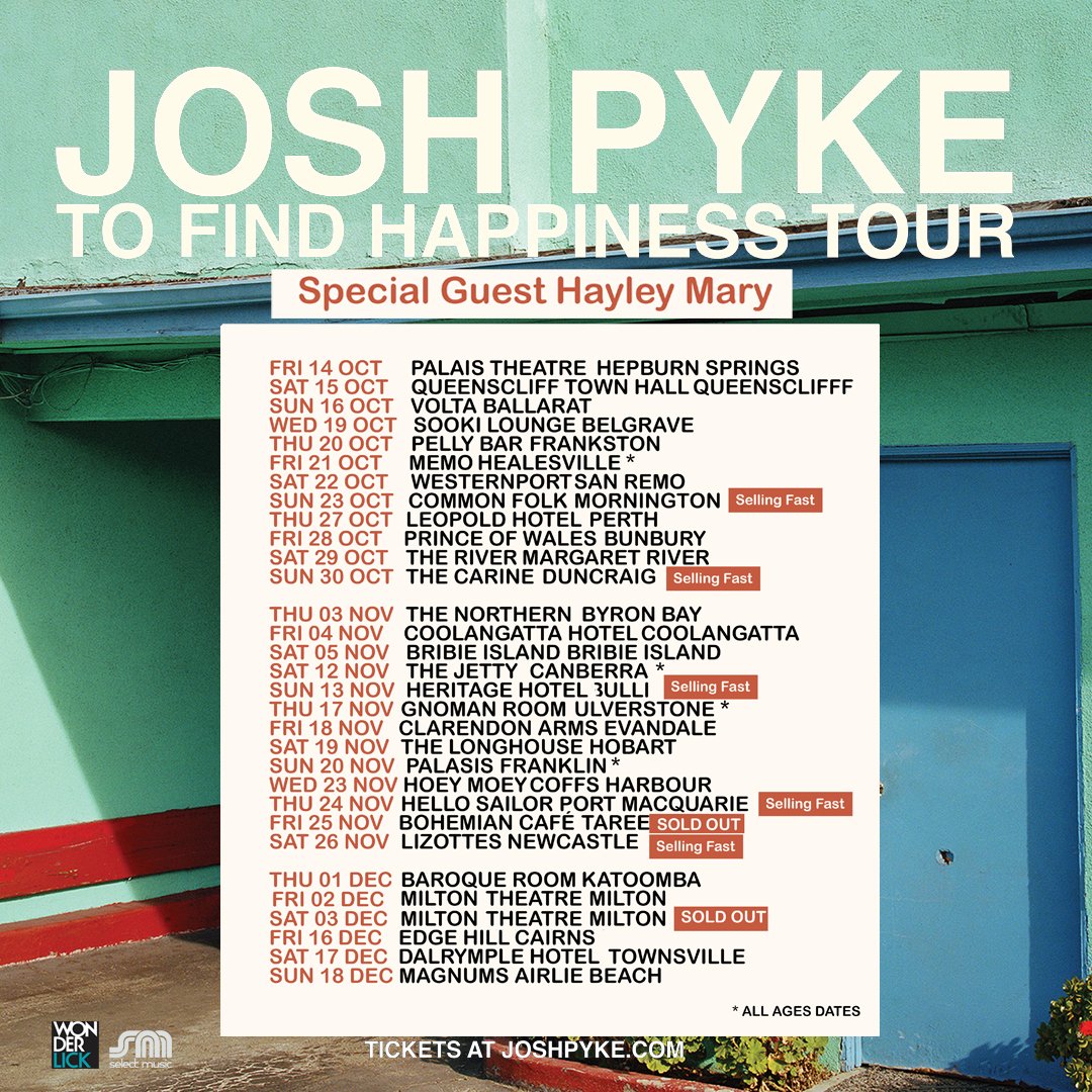 JOSHPYKE's tweet image. Tour has been lots of fun... p.s, second show added at Milton. See you all soon 🤘

TIX: joshpyke.com
