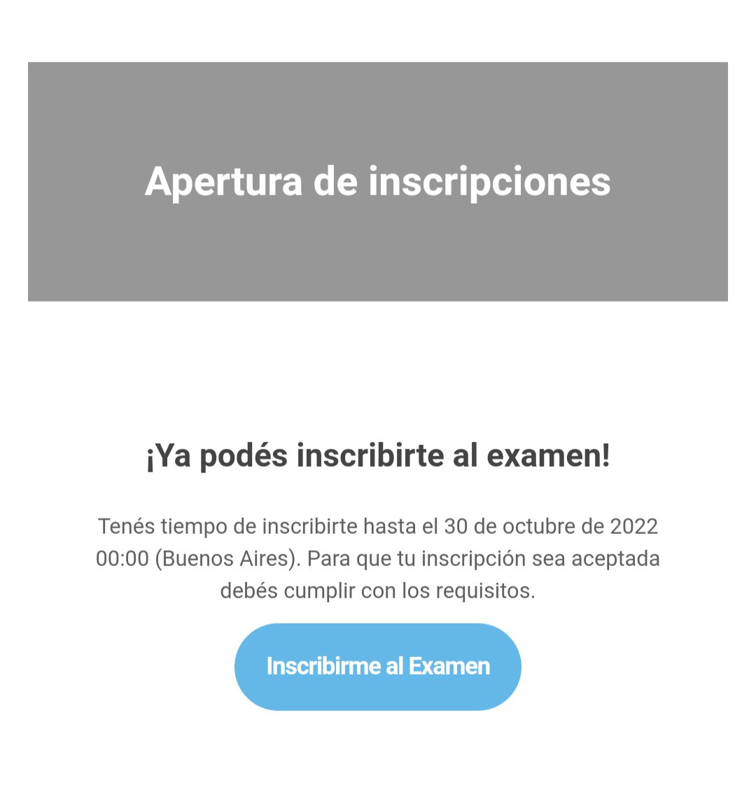 andocodeando's tweet image. Ay qué nervios que me dieron! Llegó el mail para inscribirse en el examen de #ArgentinaPrograma 😰😬😰😬😰