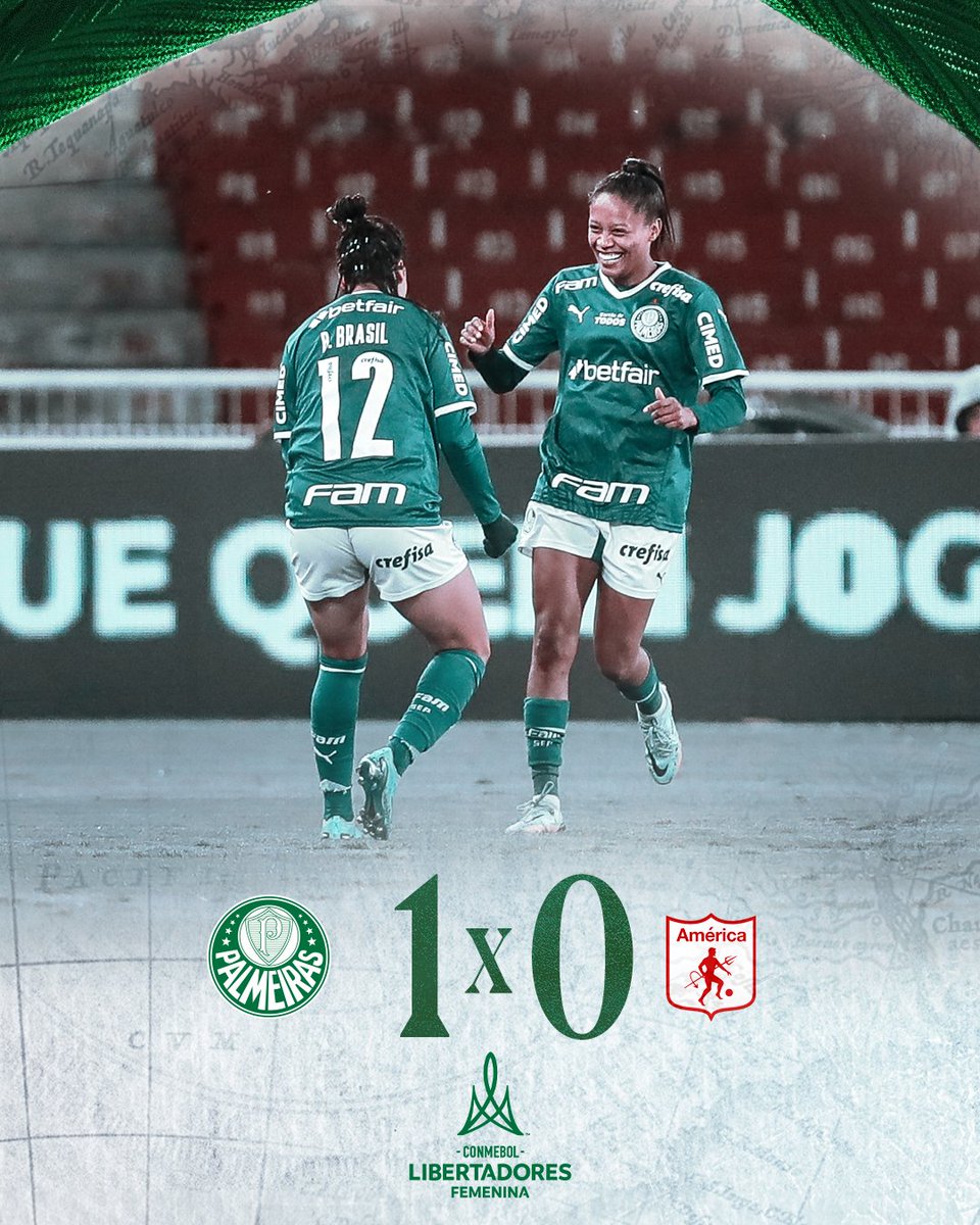 Palmeiras_FEM's tweet photo. CLASSIFICAÇÃO HISTÓRICA! 

Com gol de @_aryborges, vencemos o América de Cali-COL e garantimos vaga na decisão da #Libertadores 👉🧠👈 

#AvantiPalestrinas #PALxAME https://t.co/tlrIXJVtq3