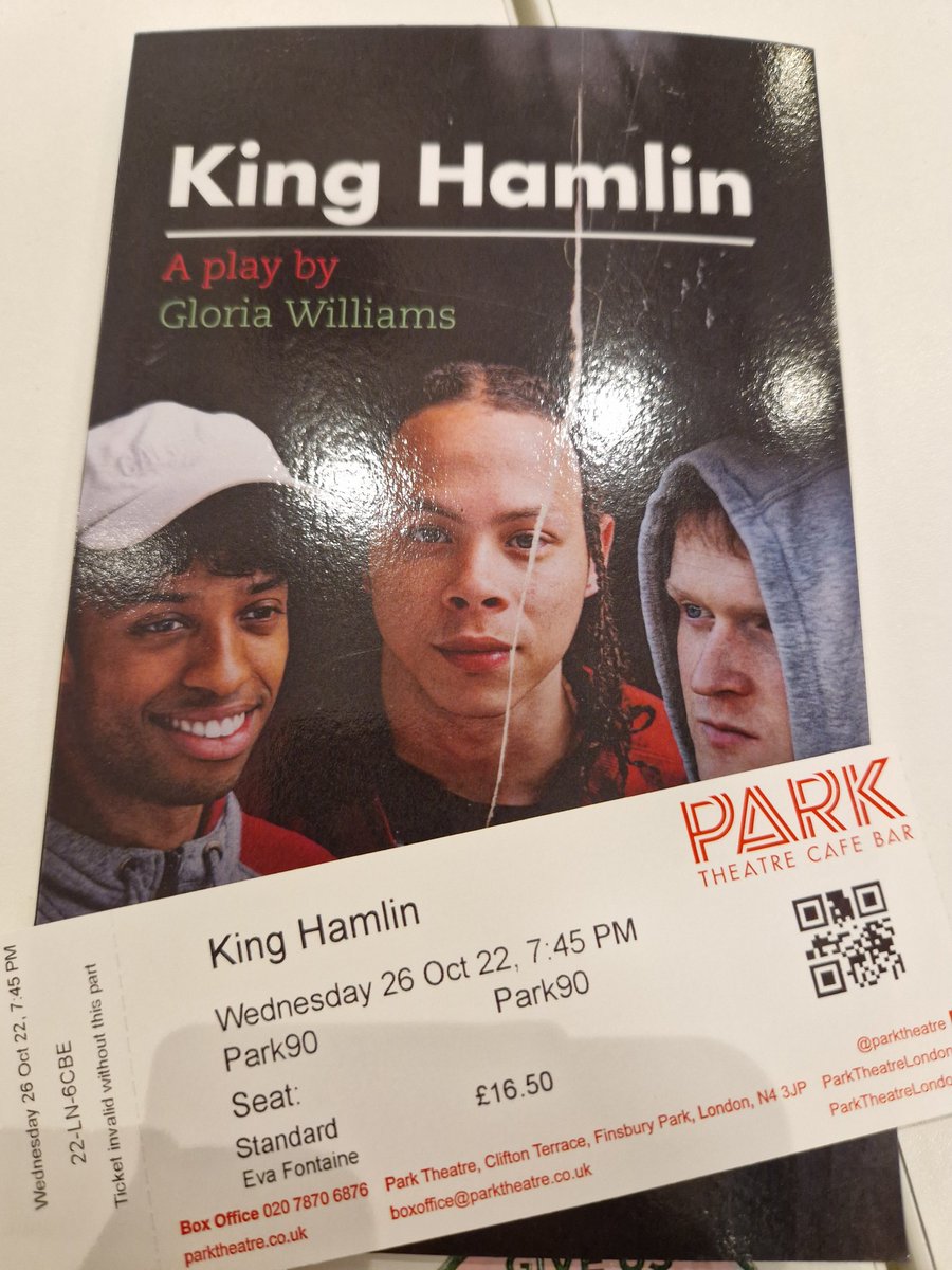 Big congrats to <a href="/osilua/">Gloria Williams - Award winning Playwright</a>  <a href="/LaraGenovese/">Lara Genovese</a> &amp; the cast of #KingHamlin <a href="/ParkTheatre/">Park Theatre</a> for this searing, relevant piece of work. Gripping. Engaging. Raw. Big 👏🏾👏🏾👏🏾 Grab your tix NOW!! #HarrisCain #AndrewEvans #knifecrime