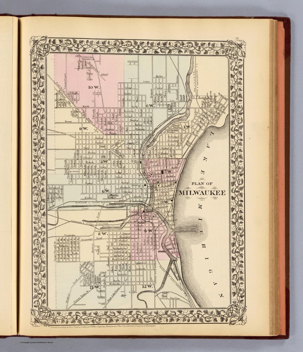 An early hand-colored map - Plan of #Milwaukee, #Wisconsin (1879)