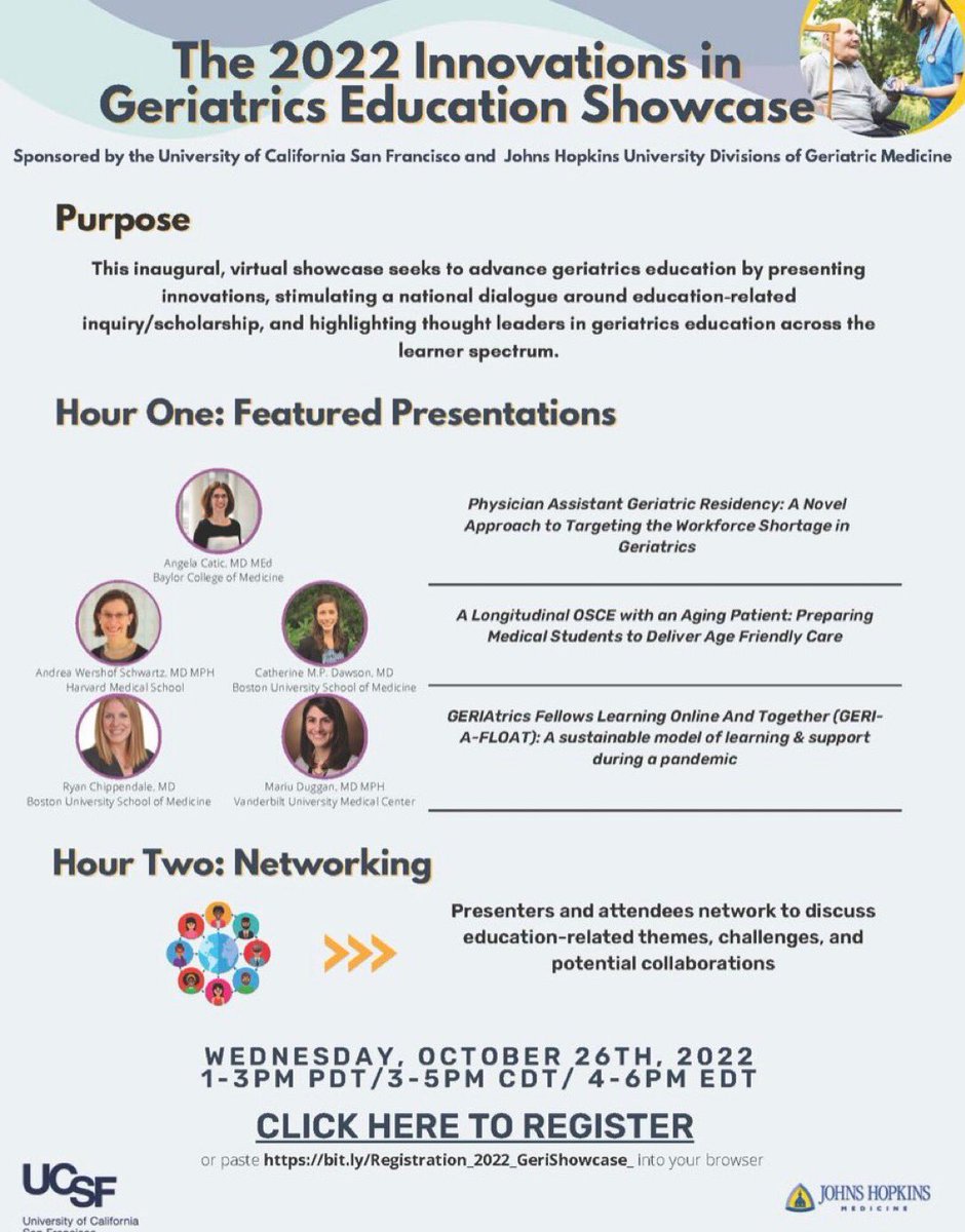 A huge thank you to <a href="/UCSFGeriatrics/">UCSF Geriatrics</a> and <a href="/JHGeriatrics/">Johns Hopkins Geriatric Medicine & Gerontology</a> for the opportunity to present at their 2022 Innovations in #geriatrics Education Showcase. So inspiring to hear about the incredible #MedEd work of the other presenters and have the opportunity to network.