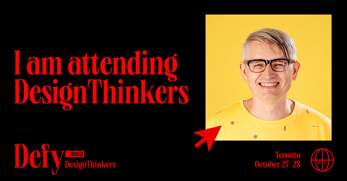 altandesign's tweet photo. I’m excited to attend @RGDcanada’s DesignThinkers conference in Toronto this October 27–28. It is Canada’s largest annual graphic design conference! I’m looking forward to two days of exploring design practice, getting inspired and connecting with other designers.  #rgdDT https://t.co/ePWxw6QgmX