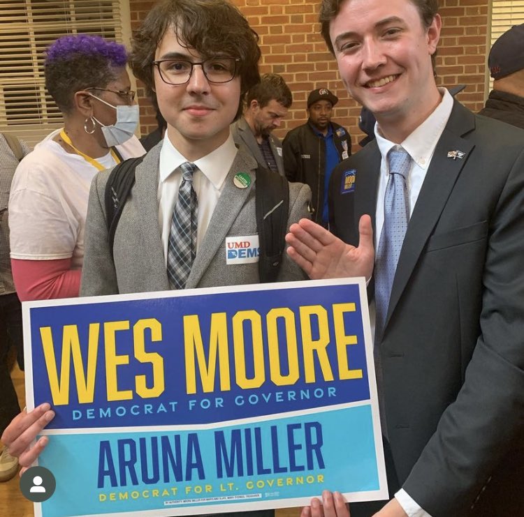 Me and some other Towson <a href="/MDCollegeDems/">College Democrats of Maryland</a> headed to College Park today to rally with <a href="/iamwesmoore/">Wes Moore</a>, <a href="/arunamiller/">Aruna K. Miller</a>, <a href="/harrisonjaime/">Jaime Harrison</a>, <a href="/BrookeELierman/">Brooke Lierman</a>, and <a href="/ChrisVanHollen/">Senator Chris Van Hollen</a> for all of the <a href="/mddems/">Maryland Democratic Party</a>! Thank you <a href="/UMDDems/">TheCollegeDemocrats</a> for having us! Gen Z is ready to #LeaveNoOneBehind!