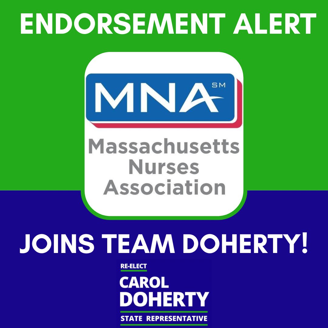 reelectdoherty's tweet image. 🚨ENDORSEMENT🚨

Proud to have the support of @MassNurses and nurses all around Taunton and Easton.

On the daily nurses are on the frontlines keeping our community heathy. We cannot thank them enough.