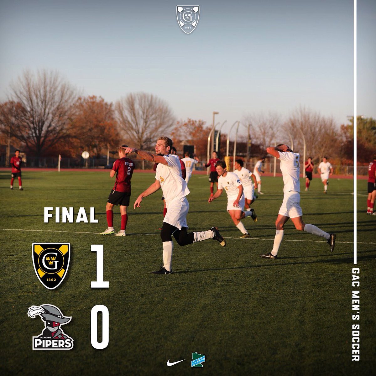 gustiemsoccer's tweet image. 😳 wow! 34-4 in shots but it took a @raphacattelin strike in the 88th minute to secure MIAC title #24. 
The second time that @raphacattelin has scored a championship winning goal in the 88th minute 🫡

#GoGusties 👑👑👑