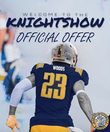 J_woods_11's tweet photo. After a great conversation with @StinnToWin I am blessed to have received an offer from Marian University #goknights🔵🟡 https://t.co/CKfUil2ZwK