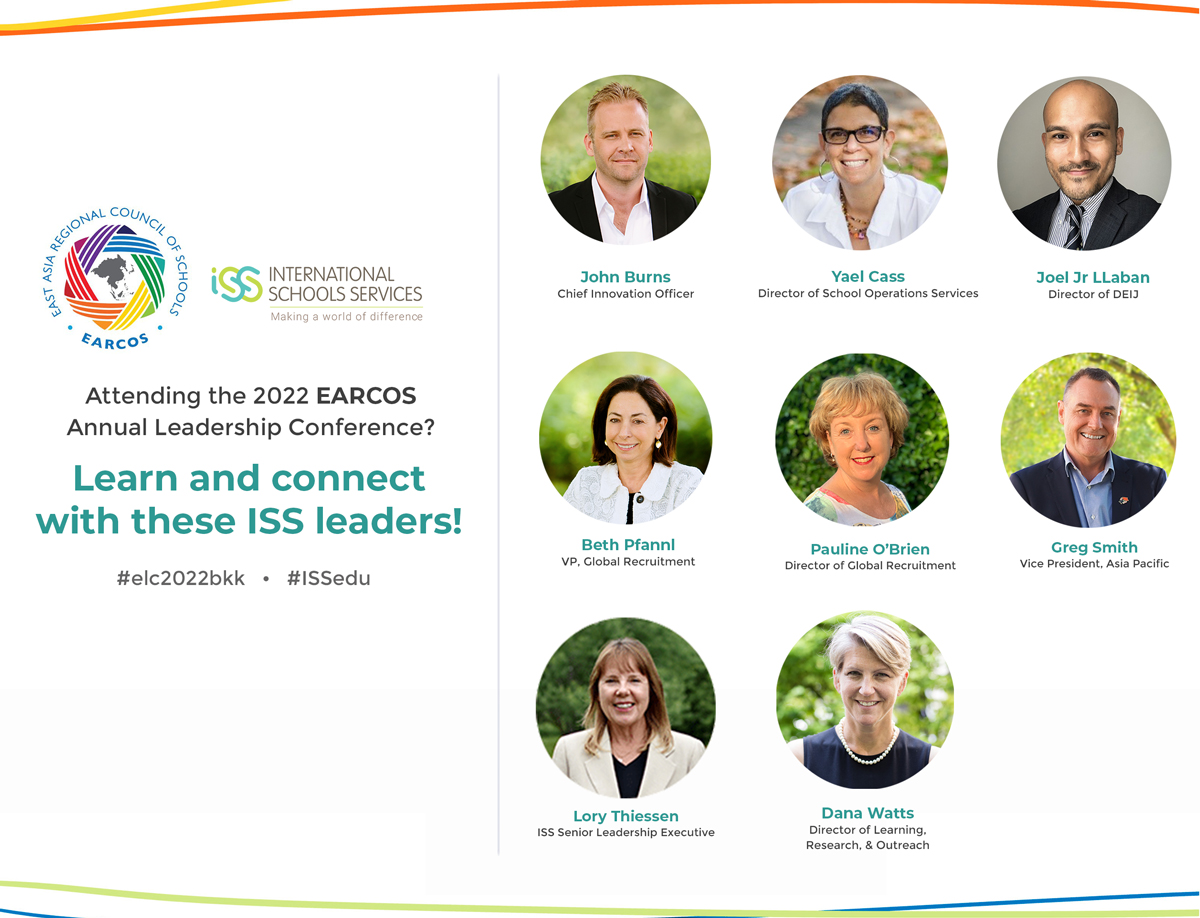 ISSCommunity's tweet photo. ISS is proud to sponsor the 52nd Annual @EARCOSORG Leadership Conference! If you're attending, learn and connect with ISS leaders @j0hnburns @Yulacass @JoelJrLLABAN @BKPfannl @ISSPauline @gregrsmith62 @lorythiessen &amp; @teachwatts. #elc2022bkk https://t.co/tV3ijiYReU