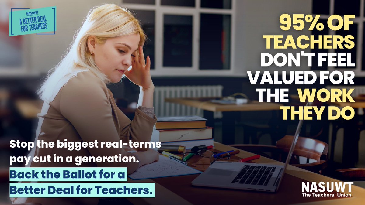NASUWT's tweet photo. We have been undervalued by governments for far too long. 

Enough is enough. 

It's time for the fully funded pay rise we deserve.  

Vote YES and YES for a #BetterDealForTeachers https://t.co/cXnlbCA5RO