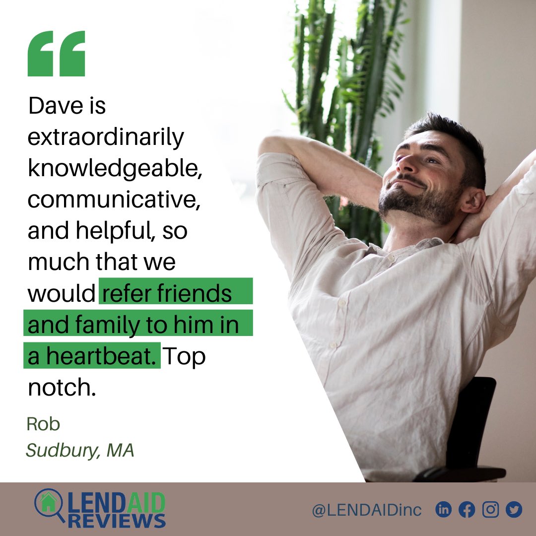 lendaidinc's tweet photo. LOs NEED to plug in! Online referral networks are a game changer. Email info@lendaid.com to learn how #LENDAID helps LOs reimagine the impact of their client feedback.

Congrats David Landry (NMLS# 441866) on this recent 5-star review! ⭐ ⭐⭐⭐⭐

#5StarReview #MALoanOfficer https://t.co/yIrHkQvcEG