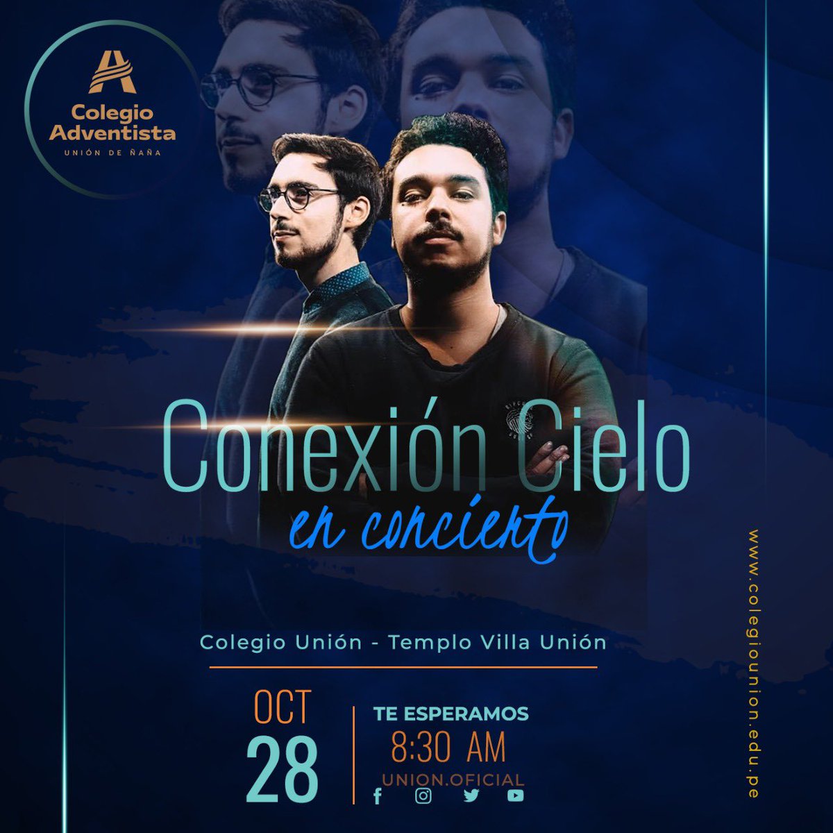 ColegioUnion's tweet photo. CONEXIÓN CIELO 🇨🇱 visita el Colegio Unión este viernes 28 de octubre a las 8:30 am. 😄🎶

Los esperamos 👍

#ColegioUnión #EstoEsEA #MásQueEnseñanza #ConexiónCielo https://t.co/qBnVmzAdWf