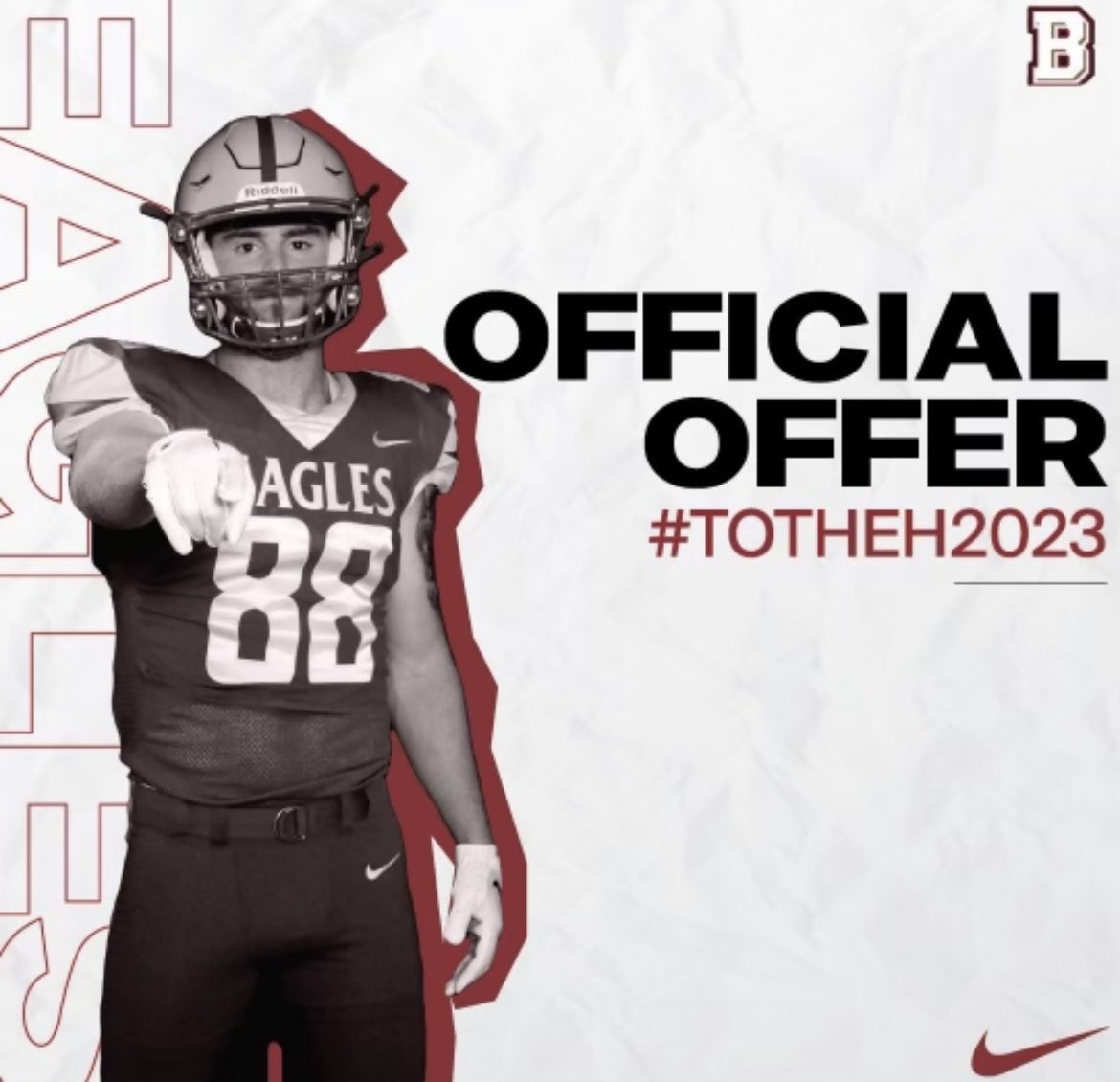 Blessed to receive an offer from the Bridgewater Eagles!! <a href="/CoachJwill_/">Justin Williamson</a> <a href="/CoachTroyTaylor/">Troy Taylor 🏈🙏</a> <a href="/LCBfootball/">L.C. Bird Football 🦅 🏈</a> <a href="/bird_athletics/">L. C. Bird Athletics</a>