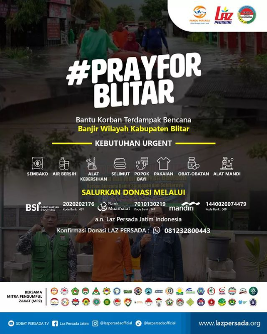 lazpersada_'s tweet photo. BANTUAN KEMANUSIAAN UNTUK BENCANA BANJIR WILAYAH KABUPATEN BLITAR

Semoga Allah senantiasa melimpahkan kesabaran dalam benak saudara kita yang sedang berduka
#banjir #blitar #banjirblitar #bantuan #donasi #opendonasi #prayforblitar https://t.co/4AOceOoxaa