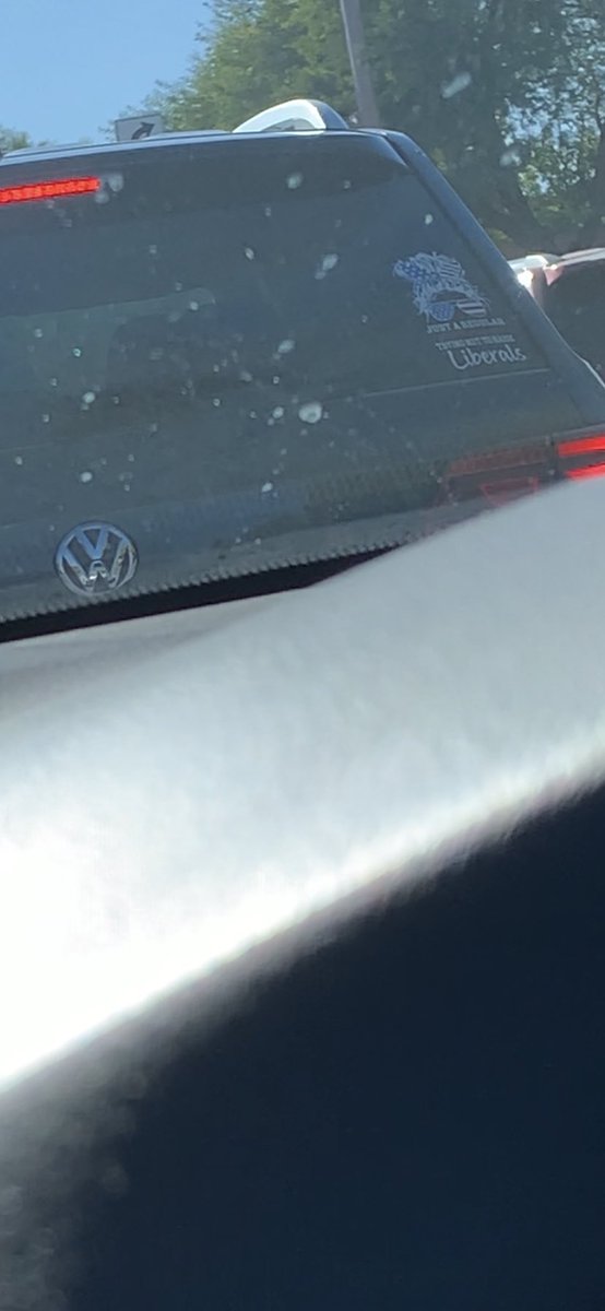 JessicaZeee's tweet photo. Everything I need to know about this woman I learned from her crystal license plate frame and this window decal. How gross. https://t.co/JSOmRD7qR3