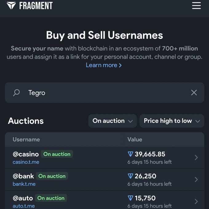 Sviatoslav Gusev / Святослав Гусев - Congratulations to @telegram and @ton_blockchain on the launch https://t.co/FbTcOxNYRG. Secure your name with blockchain in an ecosystem of 700+ million users and assign it as a link for your personal account, channel or group. #Telegram #TON #Fragment https://t.co/eA4SlLVB6u