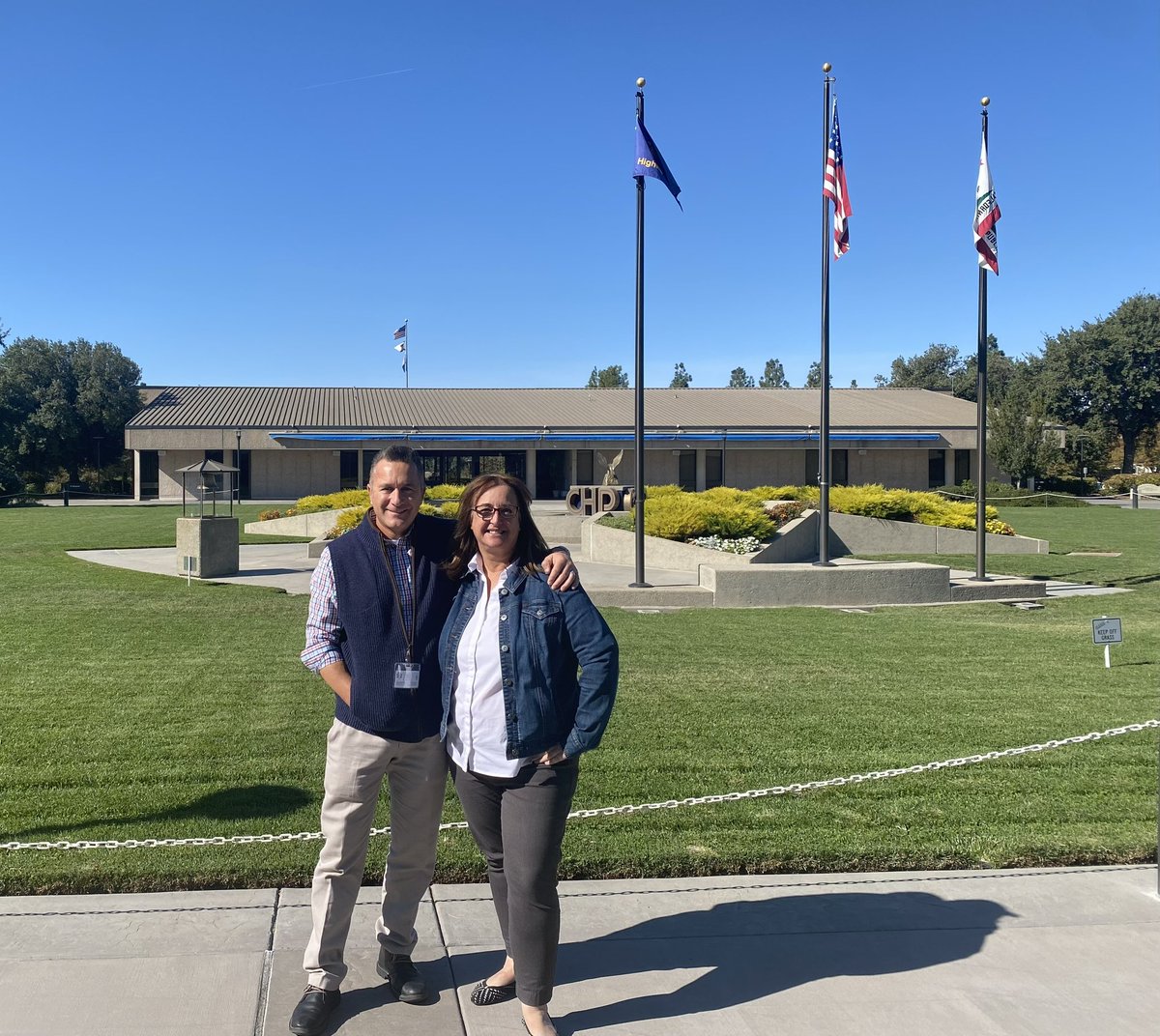 AristotleWolfe's tweet photo. Happy anniversary, CTC II-95! 27 years ago today, Lianne Barbour and I pinned our badges on at the CHP Academy with the rest of our Cadet Training Class. Today, we’re still learning together at the same place as managers… though it’s a bit easier with no one yelling at us. https://t.co/EIfCTNaswe