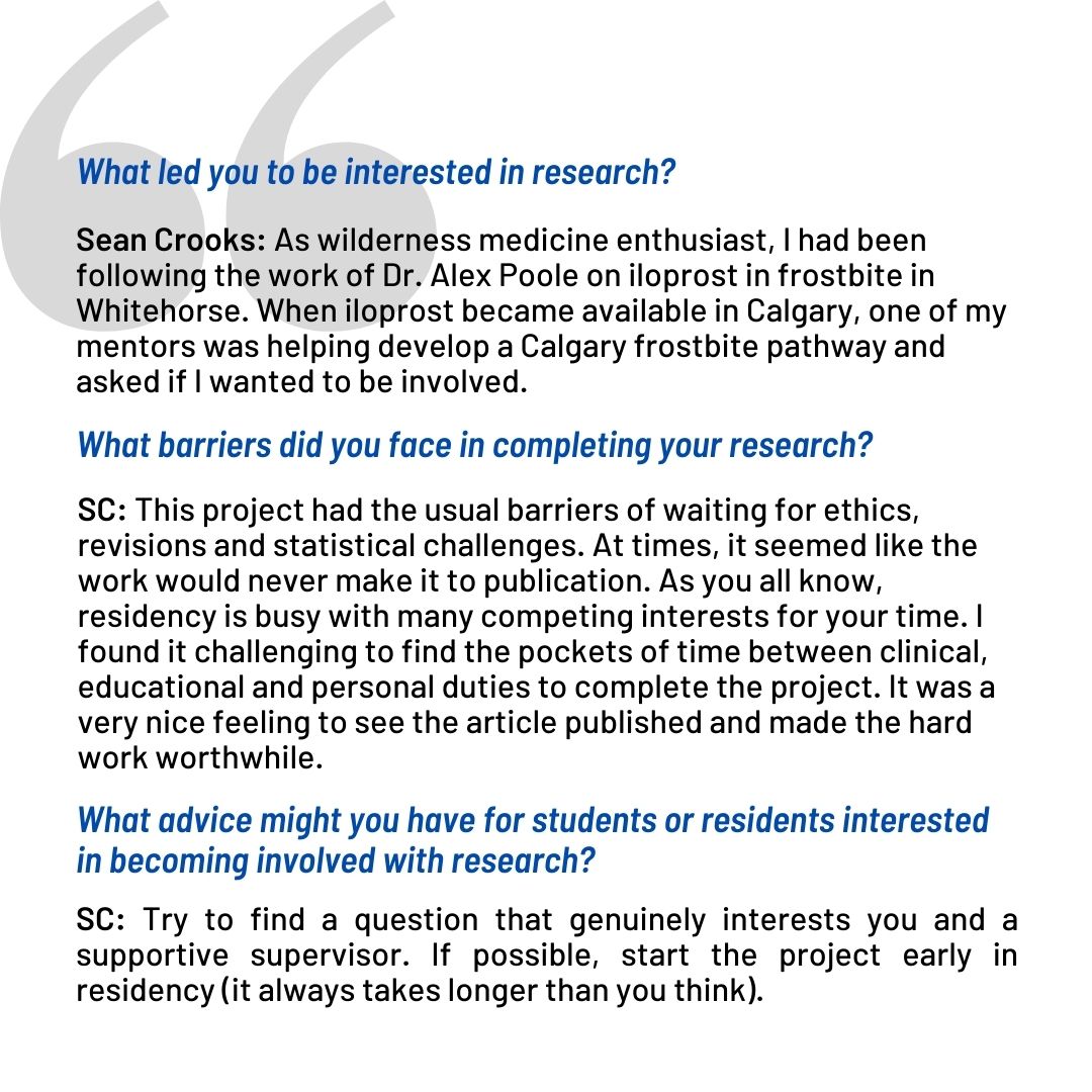 Interview with EM resident and researcher Sean Crooks regarding his recent CJEM paper: link.springer.com/article/10.100…