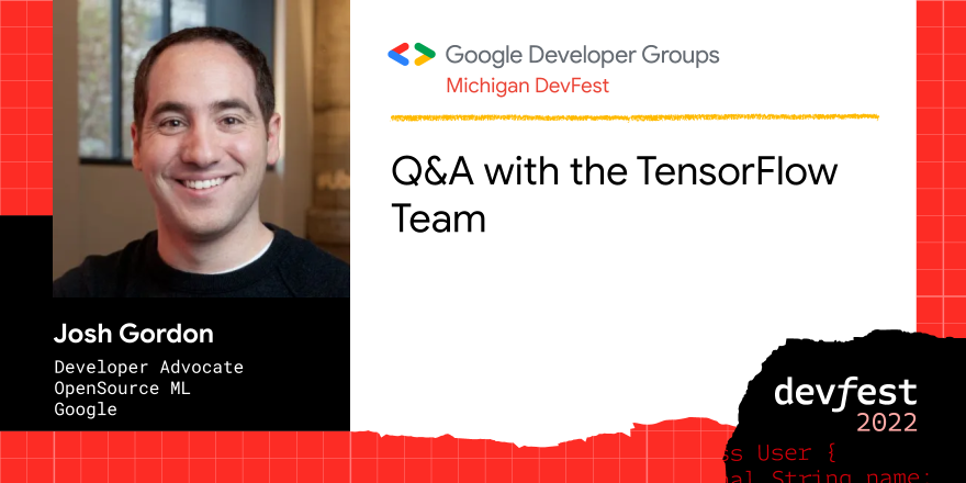 GDGAnnArbor's tweet photo. Michigan #DevFest 2022 is excited to hear @random_forests, Developer Advocate OpenSource ML of @Google present “Q&amp;A with the @TensorFlow Team” at our event on 11/19 in Detroit. Learn more and get tickets now at https://t.co/CtNwytqRJP https://t.co/DCr0HM90Cw