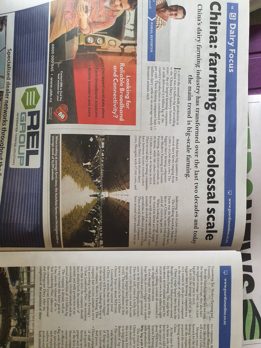 Graiseconsult1's tweet photo. Amazing story on milk production in China, cow numbers and output increasing at crazy rate.
So pointless taxing NZ farmers and shifting the output elsewhere.
One farm increasing cow numbers from 233,000 to 500,000😱
One farm!🙄 https://t.co/fnQ2wRyQJ8